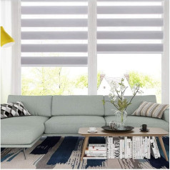 LUCKUP Easy Fix Zebra Roller Blind,Day and Night Blinds Curtains with Install Accessories(60CMx150CM,Grey) …