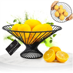 LIKAYA® Fruit Basket Black Matt in Modern Design – Good Ventilation (Can Also Be Used as a Fruit Bowl, Vegetable Basket, Fruit Basket, Fruit Bowl) – An Eye-catcher for Kitchen and Living Room