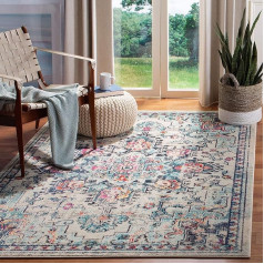 SAFAVIEH Boho Rug for Living Room, Dining Room, Bedroom - Madison Collection, Short Pile, Cream and Blue, 180 x 300 cm