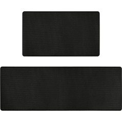 LUA VIKA Kitchen Rug Pack of 2 - Kitchen Rug Washable Non-Slip Anti-Fatigue - Stylish Kitchen Runner Washable for Clean Floors - Perfect Kitchen Runner - 44 x 75 + 44 x 120 cm, Black