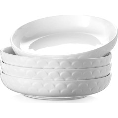 DOWAN Pasta Bowls, Diameter 25 cm, Large Dinner Plates for 4 People, Modern Plate Set, Serving Bowls, Food, Soup, Breakfast, Cake Plates, Dish Service for Dishwasher and Microwave, 1600 ml