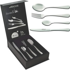 Arcos Serie Burdeos - Geschenkbox Besteck-Set 24 Stück (6 Messer + 12 Löffel + 6 Gabel) - Monoblock aus Einem Stück Edelstahl Farbe Silber