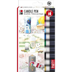 Marabu 1805000009882 Candle Pen Set, 10 Candle Pens of 25 ml, Creamy, Soft Wax Paint, Water-based, Non-fading, Odourless, Weatherproof, Easy Candle Decoration