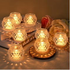 Apritsce 12 Pieces Tea Light Holder, Tea Light Glasses Set, Candle Jars, Tea Light Holders, Vintage Transparent Tea Light Holder Set for Christmas, Table Decoration, Home Decoration (Style 2)