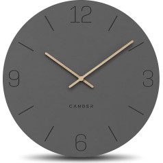 Cander Berlin MNU 2640 D XXL Wall Clock 40 Silent cm without Ticking Noises Analogue Modern Vintage Grey Wooden Hands Living Room Large