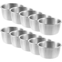 Cabilock 10 Pieces Sauce Cups, Dip Bowls, Stainless Steel Sauce Bowls, Small Bowls, Mini Portion Cups for Salad Dressing, Seasoning, Dips, Snack, Sauces, Finger Food, Ketchup