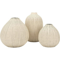 Creative Co-Op Stoneware with Textured Black Dots (3 Sizes) Vase, Stoneware, White/Opulent Garden