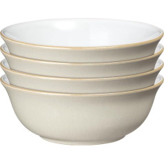 Denby - Linen Cream White Cereal Bowls Set of 4 - Dishwasher Safe Microwave Safe Crockery - Ceramic Stoneware Crockery Natural Tones - Bowls for Soup