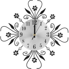 Estink European Style Wrought Iron Flower Clock Diamond Inlaid Metal Silent Non-Toxic Safe Durable Relatives Friends