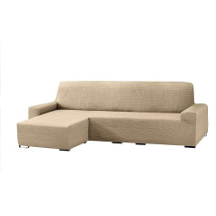 Eysa Aquiles elastisch Sofa überwurf Chaise Longue kurzer arm Links, frontalsicht, Farbe 01-beige, Polyester-Baumwolle, 43 x 37 x 14 cm