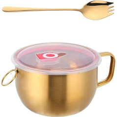 Buyer Star YDware Gold Salad Bowl with Lid and 2 in 1 Spoon and Fork 1300 ml Salad Bowl with Lid Large Set