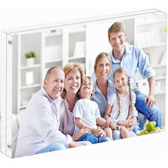 Cityjoy Magnetic Acrylic Picture Frame, Clear Acrylic Photo Block, Magnetic Freestanding Picture Desktop Mounts, Frameless Double Sided Photo Display Panels (9x12 inch, 1)