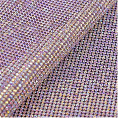 24 x 40 cm Glass Crystal AB Rhinestones Mesh Ribbon Hotfix Glitter Rhinestone Ribbon Sticker Sheets Crystal AB Hotfix Design