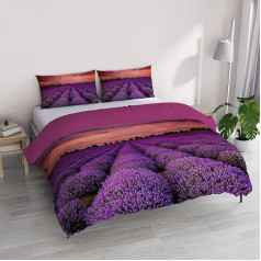 Italian Bed Linen Goodnight Digital Print Microfiber Duvet Cover Set Lavender Double