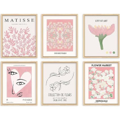 MAIGO 6 Pieces Preppy Room Decor - Pink Wall Decor Bedroom Boho Wall Decor Cute Preppy Wall Art Prints for Teen Girls College Dorm Apartment Decor Abstract