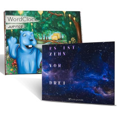 build-yours WordClock Jupiter Beyond Space - Modern LED Wall Clock with Word Display - Digital Word Clock in German with Space Motif