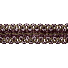 DecoPro Vintage 5 cm Wide Dusty Mauve Luscious with Plumgimp Braid Detailing Lavenders 2927 (Sold by the yard (1 Yard = 36 36/3ft)