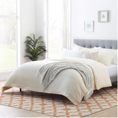 Linenspa Microfibre Duvet Cover - 3 Piece Set Includes Duvet Cover and Two Pillowcases - Soft Brushed Microfiber - Hypoallergenic, Cream, California King Size