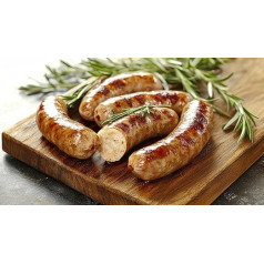 Beef brat sausage, 100% beef bratwurst without intestine, beef sausage, beef sausages as sausage for grilling and roasting (240 g, natural)