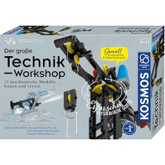 KOSMOS 620851 The Large Technology Workshop, 22 Mechanical Models Building, Testing, Playing, Including Submarine, Shock Absorber, Robot Arm, Experiment Box for Children, from 10-14 Years, Mint