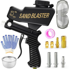 QCDENG Black Air Portable Handy Sand Blaster Small Sand Blaster Air Sandblasting Gun Kit for Air Compressor Removes Paint, Rust, Stains and Dirt from Metal and Wood Surfaces