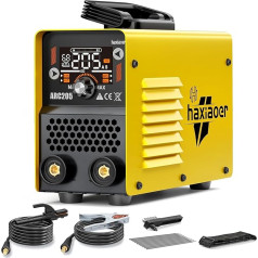 haxiaoer ARC205 Electrode Welding Machine - IGBT DC Inverter Welding Machine MMA/E-hand/Lift-TIG with 205 Amper, 203 V, LED Display, Anti-Stick, Hot Start, ARC Force, 10 Rods, 3 Year Warranty