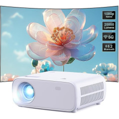 Wielio Projector, Full HD 1080P Projector with 4K Support, with WiFi and Bluetooth, 20000 Lumens Home Cinema Projector, Compatible with Multiple Devices (Grey)