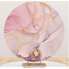 Renaiss 1.8 x 1.8 m Pink Purple Marble Round Backdrop Abstract Art Marble Photography Background Party Decorations Girls Birthday Wedding Bridal Shower Cake Table Accessories YouTube Photo Props
