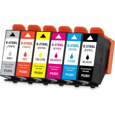 Yongairuink 378XL 478XL Replacement for EPN 378 XL 478 XL for EPN Expression Photo HD XP-15000 XP-8000 8005 8500 8505 8600 8605 (Pack of 6, Black, Cyan, Magenta, Yellow, Red, Grey)