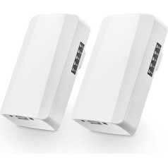 2 Pack Outdoor Wireless Bridge Point to Point WiFi Bridge with Ethernet Port, 2.4GHz 500m to 1km Distance, 100Mbps 24V PoE Adapter