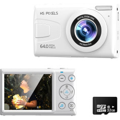 Fine Life Pro Digital Camera Photo Camera FHD 1080P, 64MP, 18X Digital Zoom, Anti-Shake, 3.0 Inch LCD Compact Camera with 32GB SD Card for Children, Beginners, Boys and Girls