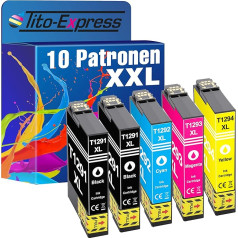 Tito-Express PlatinumSerie Set of 10 Cartridges XXL T1291-T1294 12XL to Replace Epson 12XL | SX230 SX235 SX235W SX420W SX425W SX430W SX435W SX440W SX445W SX525WD SX535WD SX620FW
