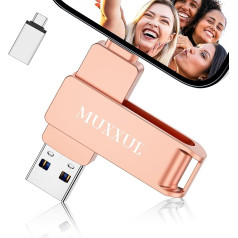 MUXXUE USB Stick i Phone, 64 GB Memory Stick iPhone USB Stick, USB Stick for iPhone, iPad, Mac, Android, PC with iOS, USB, Type C, Copy Photos and Videos without Downloading an App