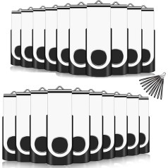 EASTBULL USB Flash Drive 16GB USB 2.0 Flash Drive Rotatable Memory Stick with 20 Strings (16GB x 20pcs) Black