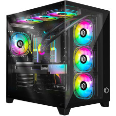 EMPIRE GAMING - (2024 New) Gamer PC Case CL-242 - ARGB Medium Tower ATX, Micro-ATX and ITX - 7 Fans 120mm 3 Pins 5V LED RGB Addressable - MB Sync - Mid Tower Black