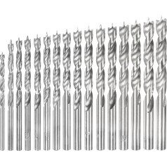 HARFINGTON Brad Point Drill Bit 2.5/3/3.5/4/4.5/5/5/5/6/6.5/7/7.5/8/8.5/9/9.5/10 mm Dia Straight Round Shank Drill Metric Brad Point Spiral Drill Bits for Woodworking, 16-in-1 Set