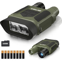 Esslnb Night vision device 7x magnification with 8 AA batteries and 32GB card, 4-inch / 10-cm LCD screen, 1300 ft/400 m range