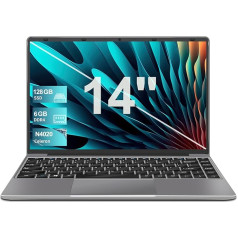 Laptop Win 10 with 5G WiFi, Laptops 14 Inch 6GB RAM 64GB SSD Expansion 512GB, BT 4.2 3.0 Transmission Connection 1920 x 1080 FHD, Notebook with Mini Multimedia Connection & German Keyboard Film Grey