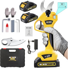 Electric Secateurs with 2 2Ah Batteries, Mowis Professional 30 mm Pruning Shears, Battery Pruning Shears with LCD Display Screen for Pruning, Gardening, Fruit Tree, Vineyard