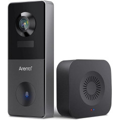 Cámara de Video Timbre 2K Con tarjeta SD, cámara de seguridad inalámbrica IP65 resistant a la intemperie, batería recargable, detección de movimiento, visión nocturna, audio bidireccional