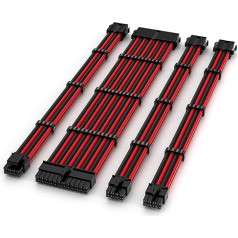 TECWARE FLEX 30cm Power Supply Extension Cable Kit - Black/Red