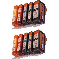 Start - 10 Compatible Ink Cartridges with Chip to Replace PGI - 525/CLI - 526, Black, Cyan, Magenta, Yellow for Canon Pixma iP4850 and iP4950/MG4150/iX6550/MG5150/MG5250/MG5350/MG6150/MG5340/MG6250/MG8150/MG8250/MX885/MX884 MG8240,