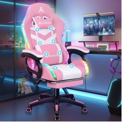 ALFORDSON Gamer Chair Ergonomic Gamer Chairs with Lumbar Cushion Headrest Gaming Chair Height Adjustable Office Chair Computer Chair for Adults Girls Boys Pink