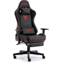 S*MAX Gaming Chair with Footrest Thickened Seat Gamer Chair with 3D Armrest and Lumbar Support Made of PU Leather Racing Style Gaming Chair with High Backrest Gaming Chair for Adults Black