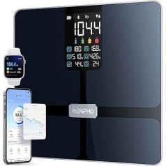 RENPHO Personenwaage Körperfettwaage mit VA-Display, Bluetooth Waage zur Messung von Gewicht und Fettanteil, BMI, Muskel- und Knochenmasse, kompatibel mit Apple Health, FSA HSA Store förderfähig