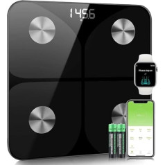 Body Fat Scale, Personal Scale, Digital Scale, 28 x 28 cm, Digital Body Scales with App 180 kg / 400 lbs, Smart Scales with Body Fat and Muscle Mass Weight Scale, Bluetooth Scales for Baby and