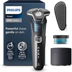 Philips Shaver Series 5000 - Electric Wet and Dry Shaver with SkinIQ Technology, Fold-Out Trimmer, Carry Bag, Cleaning Station, Electric Blue (Model S5889/50)