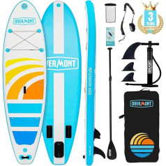 Overmont SUP Inflatable Stand Up Paddle Board Set with Paddleboard Accessories, Including Adjustable Paddle, Pump, Removable Fin, Surfboard Leash, Waterproof Bag Backpack
