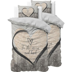 Sleeptime Bed Linen 4-Piece 135 cm x 200 cm 4-Piece Brown - Love - Soft and Non-Iron Duvet Covers with Zip - Bed Linen Set with 2 Pillowcases 80 cm x 80 cm