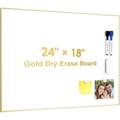 ARCOBIS Whiteboard Dry Erase for Wall 60x45cm Magnetic Hanging Whiteboard Large Whiteboard for Home Office School Gold